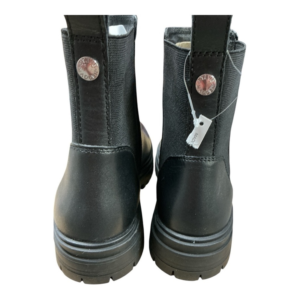 Steve Madden Black Leather Chelsea Lug Ankle Boots - Picture 2 of 3